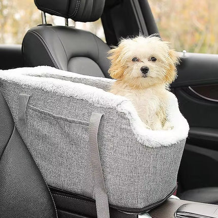 "Ultimate Washable Portable Dog & Cat Car Seat - Travel Booster for Armrest Comfort!"