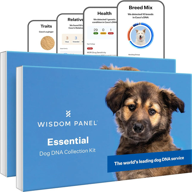 "Discover Your Dog's Unique DNA: Wisdom Panel Essential Kit - Uncover 365+ Breeds, 30 Health Insights, 50+ Traits & Ancestry - Double Pack!"