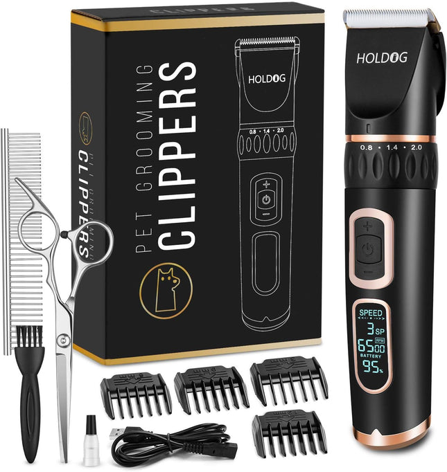 "Ultimate Dog Clippers: Professional Heavy Duty Grooming Tool - 3-Speed, Low Noise, Rechargeable & Cordless for All Breeds!"