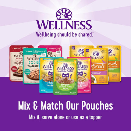 "CORE Tiny Tasters Grain-Free Wet Cat Food Topper - Delicious Real Meat Variety Pack for Adult Cats, 12 No-Mess Pouches!"