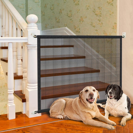 "Premium Dog Gate for Stairs - Safe & Stylish Mesh Pet Barrier for Indoor Use, 29" Tall x 38" Wide"