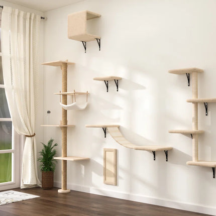 "Ultimate Damyanti Wall-Mounted Cat Tree: 6-Piece Climbing Center for Happy Cats!"