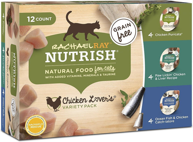 "Indulge Your Feline with Delicious Nutrish Grain-Free Wet Cat Food Variety Pack - Chicken Lovers Edition! 12 Cups of Wholesome Goodness Packed with Essential Vitamins & Minerals!"