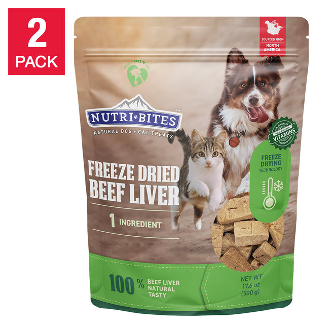 "Canature Freeze Dried Beef Liver Treats for Dogs & Cats - 17.6oz, 2-Pack - Irresistible Flavor Your Pets Will Love!"