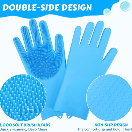 "Premium Pet Grooming Gloves - Heat-Resistant Silicone with High-Density Teeth for Ultimate Bathing & Massaging - Perfect for Dogs & Cats - Stylish Blue Design!"