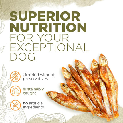 " Real Fish Dried Anchovies Dog Treats - Single Ingredient, Sustainably Sourced, Packed with Omega 3 & Collagen for a Shiny Coat!"