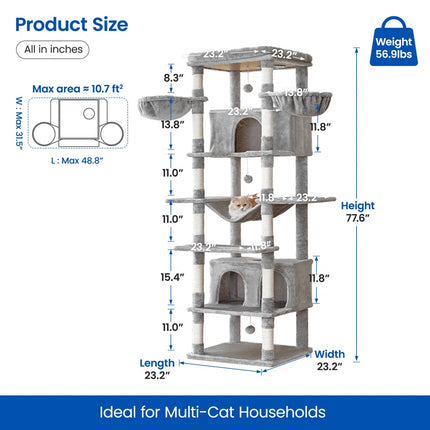 "Ultimate Cat Playground: Danniela 77.6'' Tall Cat Tree for Happy Felines!"