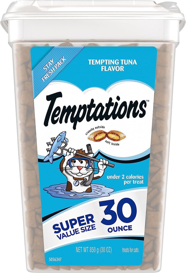 "Indulge Your Cat with  Classic Crunchy & Soft Treats - Tempting Tuna Flavor, 30 Oz Tub!"