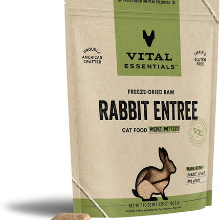 "Delicious Freeze-Dried Rabbit Mini Patties - 3.75 Oz of Nutritious Raw Cat Food for Your Feline's Health!"