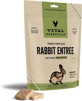 "Delicious Freeze-Dried Rabbit Mini Patties - 3.75 Oz of Nutritious Raw Cat Food for Your Feline's Health!"