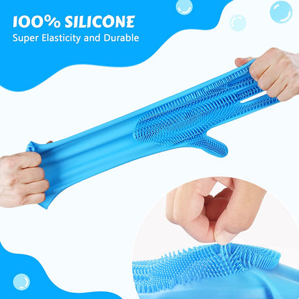 "Premium Pet Grooming Gloves - Heat-Resistant Silicone with High-Density Teeth for Ultimate Bathing & Massaging - Perfect for Dogs & Cats - Stylish Blue Design!"