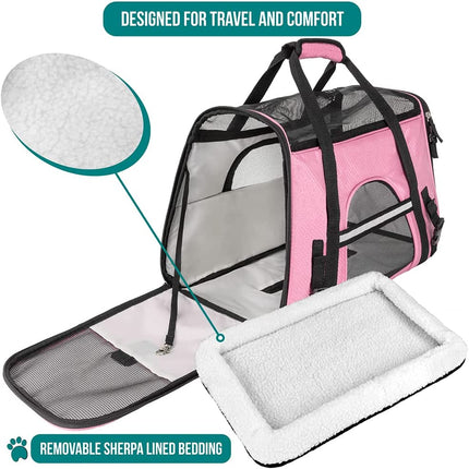 Airline Approved Pet Carrier for Cats and Small Dogs, Soft-Sided, Ventilated Bag for Medium to Large Kittens and Puppies.