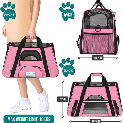 Airline Approved Pet Carrier for Cats and Small Dogs, Soft-Sided, Ventilated Bag for Medium to Large Kittens and Puppies.