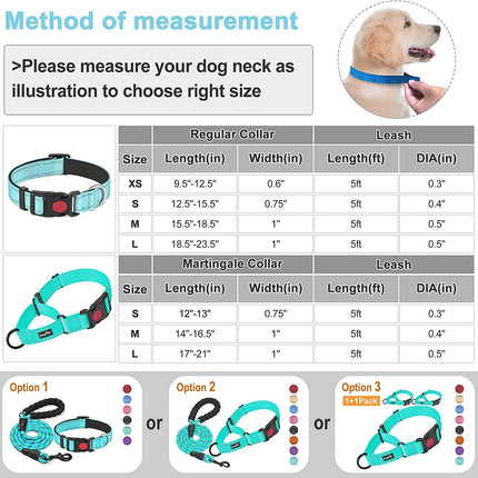 2 Packs Martingale Dog Collar with Quick Release Buckle Reflective Dog Training Collars for Small Medium Large Dogs