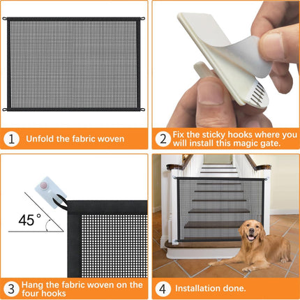 "Premium Dog Gate for Stairs - Safe & Stylish Mesh Pet Barrier for Indoor Use, 29" Tall x 38" Wide"