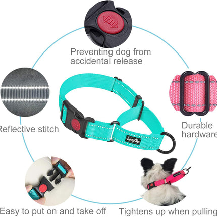 2 Packs Martingale Dog Collar with Quick Release Buckle Reflective Dog Training Collars for Small Medium Large Dogs