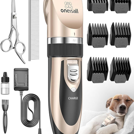 "Whisper-Quiet Rechargeable Dog & Cat Clippers - Cordless Electric Grooming Set for Peaceful Pet Haircuts!"