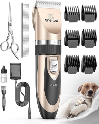 "Whisper-Quiet Rechargeable Dog & Cat Clippers - Cordless Electric Grooming Set for Peaceful Pet Haircuts!"