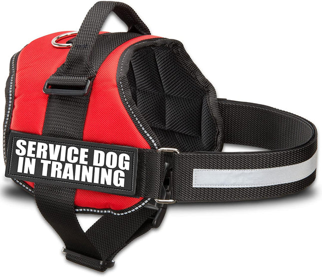 Professional Service Dog Vest Harness with Handle, Reflective Patches, Adjustable Hook and Loop Straps, Available in Sizes XXS to XXL, Comfortable Mesh Design.