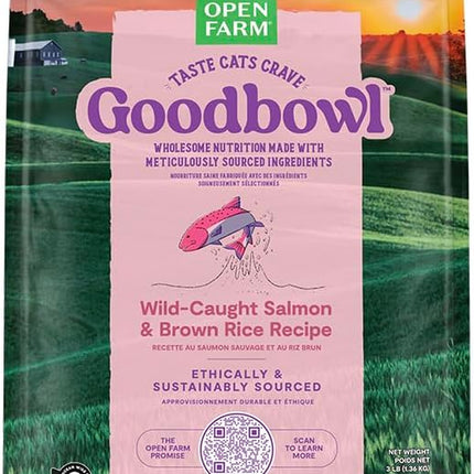 "GoodBowl Salmon & Brown Rice Cat Food - 7 lbs of Nutritious Delight for Your Feline Friend!"