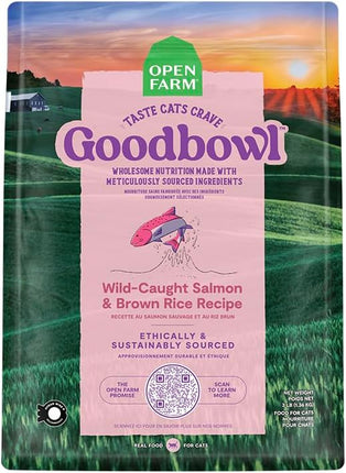 "GoodBowl Salmon & Brown Rice Cat Food - 7 lbs of Nutritious Delight for Your Feline Friend!"