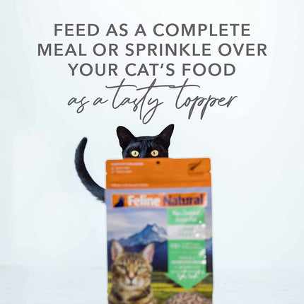 "Pure Deliciousness: Grain-Free Freeze-Dried Beef & Hoki Flavor for Your Cat - 11oz of Irresistible Treats!"