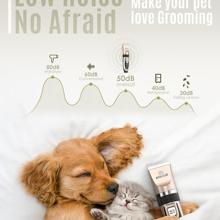 "Whisper-Quiet Rechargeable Dog & Cat Clippers - Cordless Electric Grooming Set for Peaceful Pet Haircuts!"