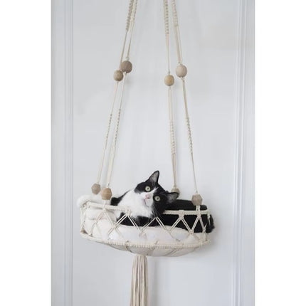 Bohemian Macrame Cat Hammock Swing Bed - Handwoven Tapestry for Stylish Home & Bedroom Decor