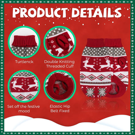 Paw-sitively Festive Feline & Fido Holiday Sweaters - 2-Pack of Reindeer & Snowflake Knitwear for Your Furry Christmas Cheerleaders!