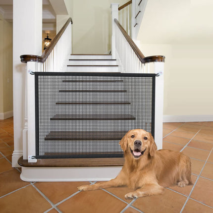 "Premium Dog Gate for Stairs - Safe & Stylish Mesh Pet Barrier for Indoor Use, 29" Tall x 38" Wide"