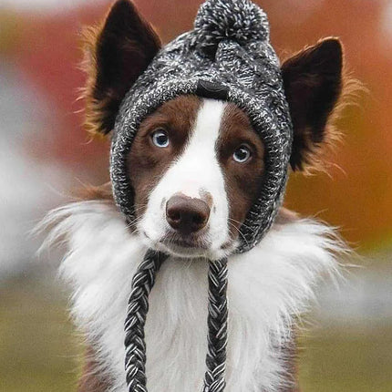 "Cozy Winter Dog Hats - Windproof Knitted French Bulldog & Chihuahua Accessories with Fluffy Ball!"