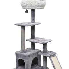 "Deluxe 4-Level Grey Cat Tree with Cozy Condo & Scratching Pad - 48'' Tall"