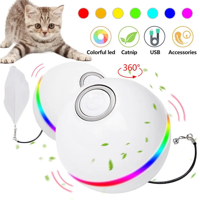 "Interactive LED Magic Roller Ball - Automatic USB Electric Cat & Dog Toy for Endless Fun!"