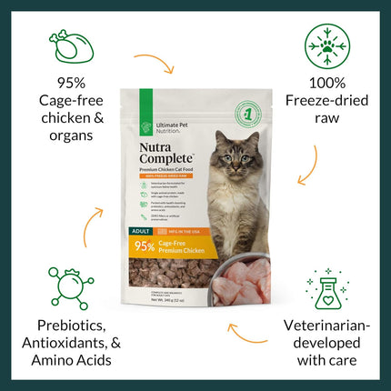 "Nutra Complete Premium Freeze-Dried Chicken Cat Food - 12 Oz of Pure Feline Nutrition!"