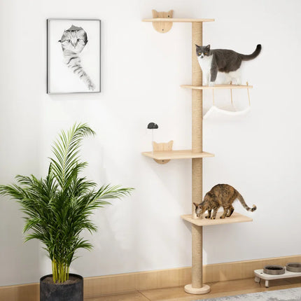 "Ultimate Damyanti Wall-Mounted Cat Tree: 6-Piece Climbing Center for Happy Cats!"