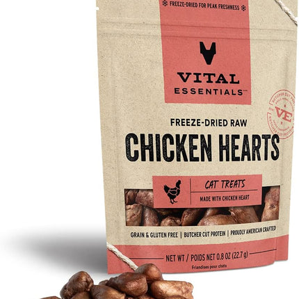 "Irresistible Pure Freeze-Dried Raw Chicken Hearts Cat Treats - Single Ingredient Delight (0.8 OZ)"