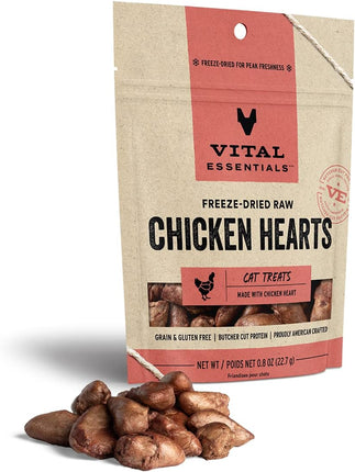 "Irresistible Pure Freeze-Dried Raw Chicken Hearts Cat Treats - Single Ingredient Delight (0.8 OZ)"