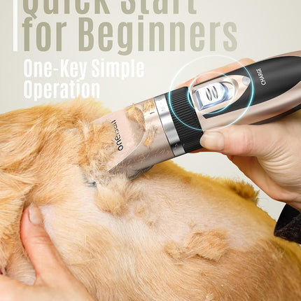 "Whisper-Quiet Rechargeable Dog & Cat Clippers - Cordless Electric Grooming Set for Peaceful Pet Haircuts!"