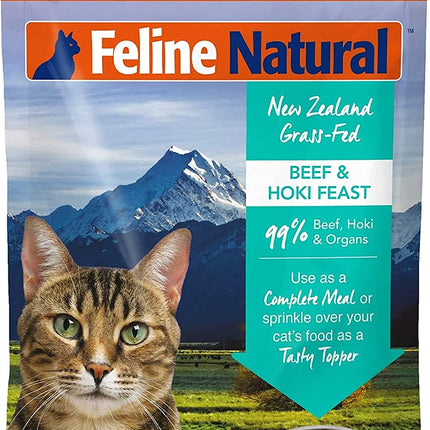 "Pure Deliciousness: Grain-Free Freeze-Dried Beef & Hoki Flavor for Your Cat - 11oz of Irresistible Treats!"