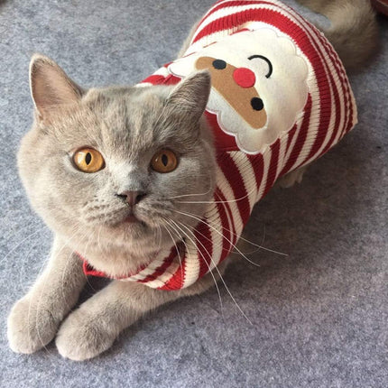 Purr-fectly Festive Feline Sweater: Santa's Little Helper Edition for Your Fluffy Holiday Sidekick!