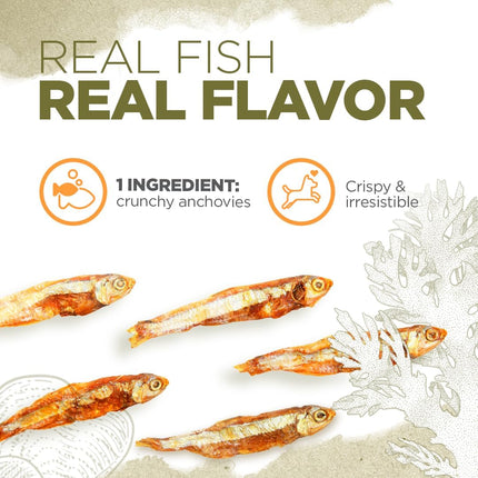 " Real Fish Dried Anchovies Dog Treats - Single Ingredient, Sustainably Sourced, Packed with Omega 3 & Collagen for a Shiny Coat!"