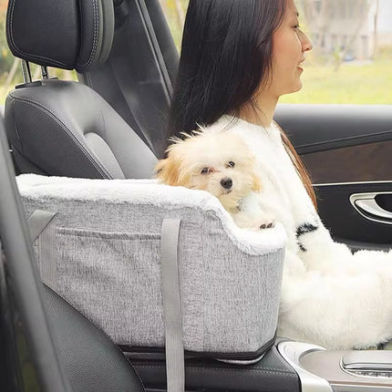 "Ultimate Washable Portable Dog & Cat Car Seat - Travel Booster for Armrest Comfort!"