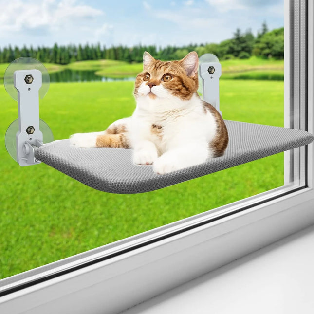 Cozy Cat Window Perch & Foldable Hammock - Stylish Indoor Shelf for Your Feline Friend, Gray