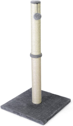 31'' Tall Cat Scratching Post with Hanging Ball - Durable Indoor Furniture for Large Cats - Stable Sisal Rope Scratcher - Grey.