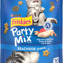 " Friskies Party Mix Beachside Crunch Cat Treats - 20 Oz. Pouch for Purr-fect Snacking!"