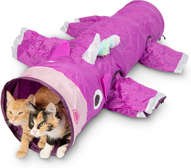 Magic Mewnicorn Multi Cat Tunnel offers boredom relief for dogs, cats, rabbits, kittens, and guinea pigs.