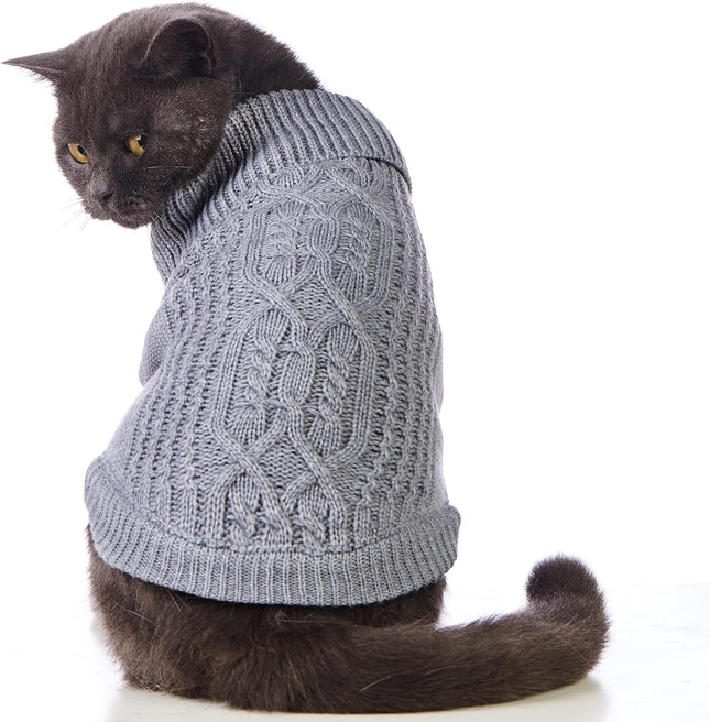 "Cozy Cat Turtleneck Sweater - 16 Vibrant Colors, Sleeveless Design for Cats & Small Dogs - Perfect Winter Outfit (Medium, Grey)"