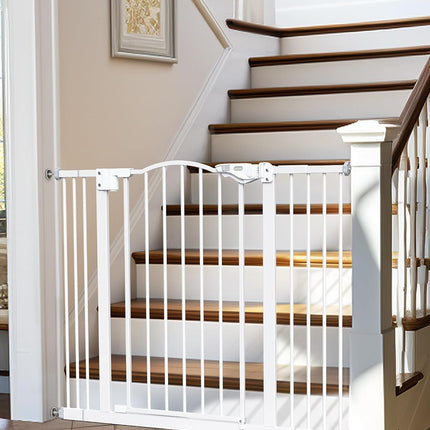 29-39.6" Baby Gate for Pets, Auto Close, One-Hand Opening, 30" Tall, Safety Gates for Stairs, Wall Pressure Mount, White.