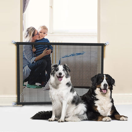 "Premium Dog Gate for Stairs - Safe & Stylish Mesh Pet Barrier for Indoor Use, 29" Tall x 38" Wide"