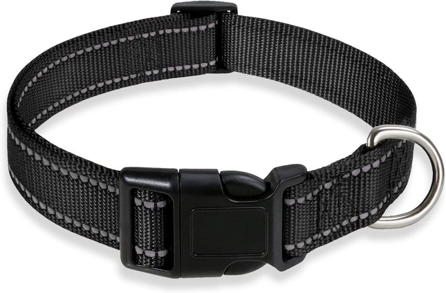 Reflective Dog Collar with Buckle Adjustable Safety Nylon Collars for Small Medium Large Dogs